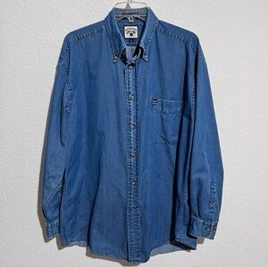 Faconnable Medium Wash Demin Jean Long Sleeve Shirt Large